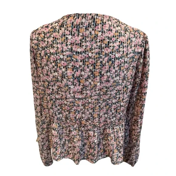 WAYF Lynwood Ditzy Floral Metallic Peplum Top SZ Med - Picture 4 of 9